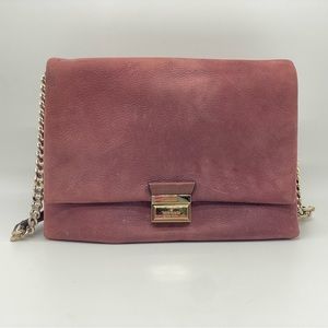 Kate Spade Suede Leather Chain Shoulder Bag Burgundy